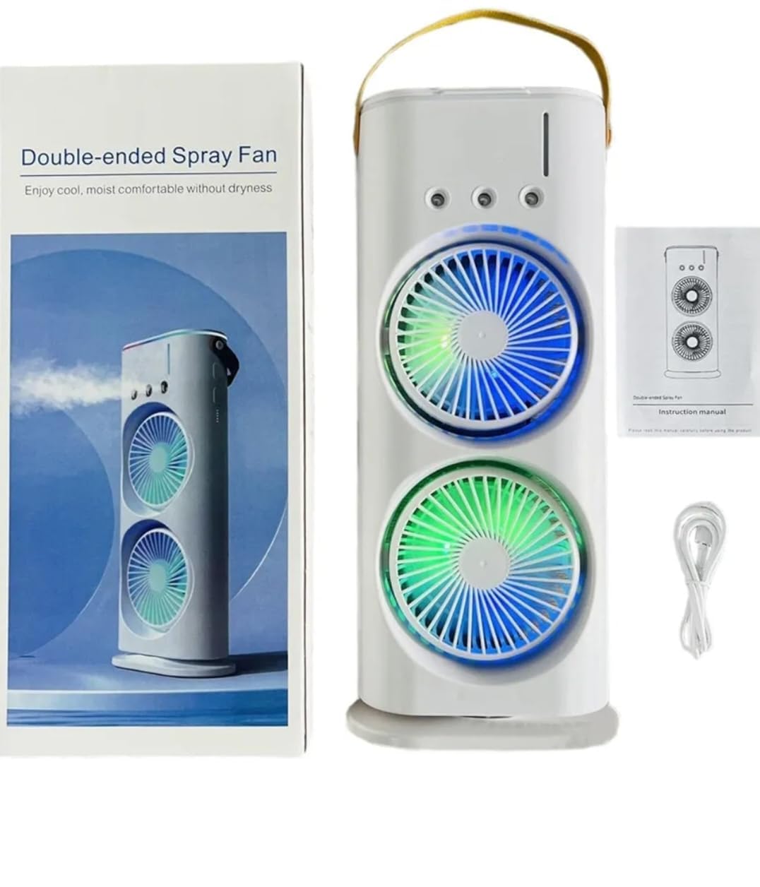 Double-Head Electric Fan with Remote | Powerful Desktop Air Cooler
