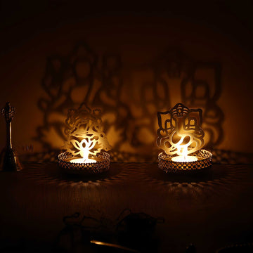 E-Craft Lord Ganesha and Laxmi Shadow Tea Light Holder