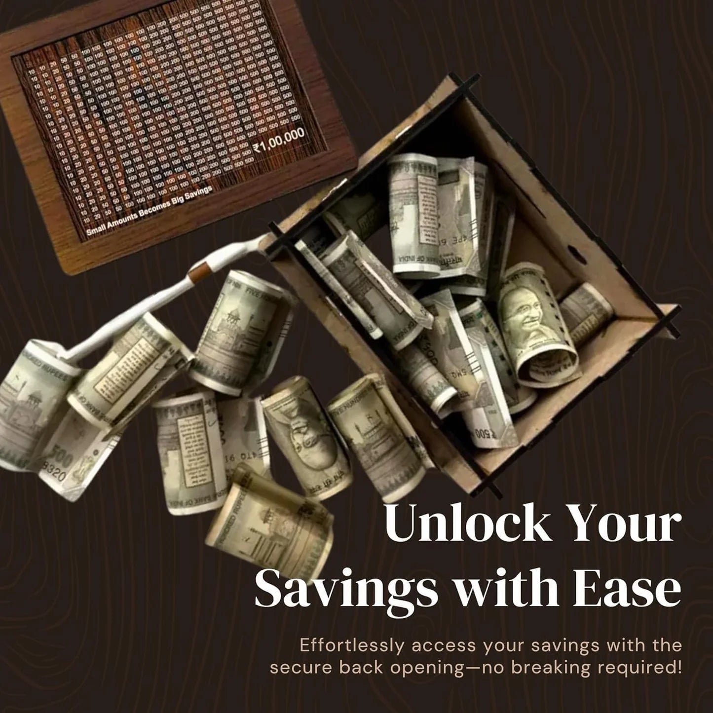 Wooden Money Saving Box (₹1,00,000)