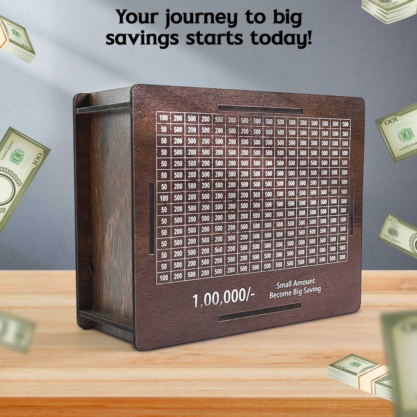 Wooden Money Saving Box (₹1,00,000)