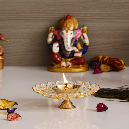 E-CraftIndia Bowl Shape Crystal Tea Light Holder