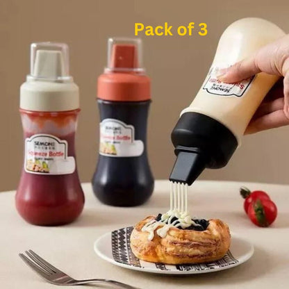 3 pcs Squeeze Ketchup Bottle,Portable Sauce Bottle with Lid Five Holes