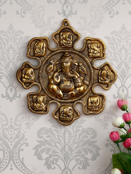 E-Craft  Lord Ganesha Golden Metal Wall hanging