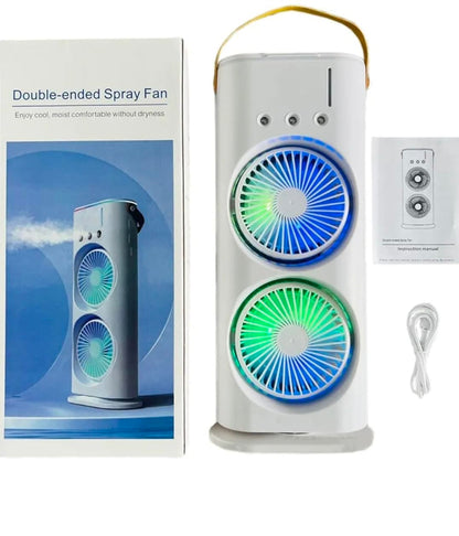 Double-Head Electric Fan with Remote | Powerful Desktop Air Cooler