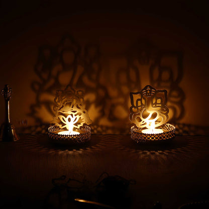 E-Craft Lord Ganesha and Laxmi Shadow Tea Light Holder
