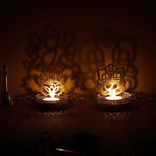 E-Craft Lord Ganesha and Laxmi Shadow Tea Light Holder