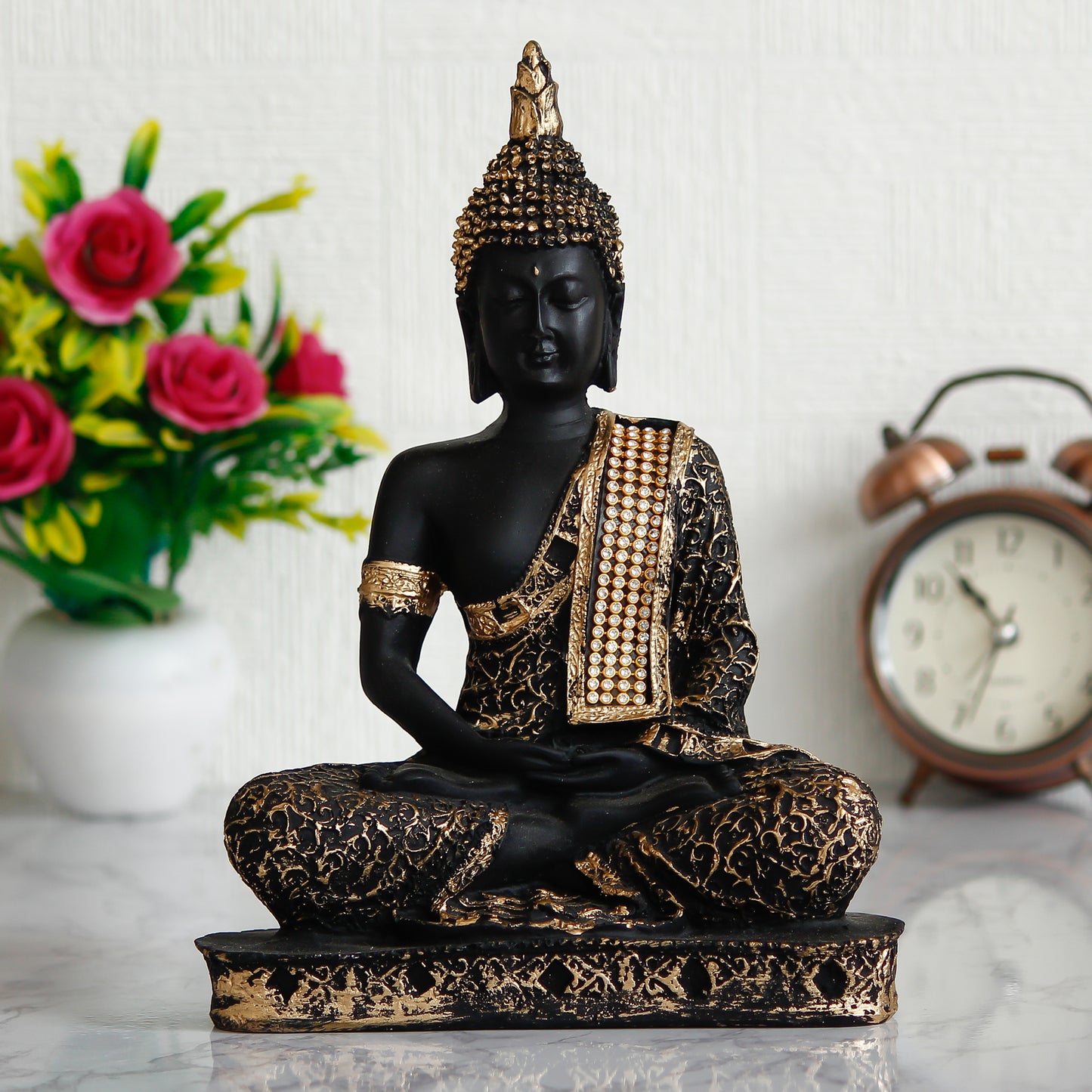 E-Craft Black and Golden Meditating Lord Buddha