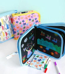 Erasable Doodle Slate Painting Kit for Kids Drawing Book with Wet Wipes & Colors for Kids
