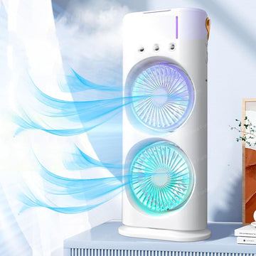 Double-Head Electric Fan with Remote | Powerful Desktop Air Cooler