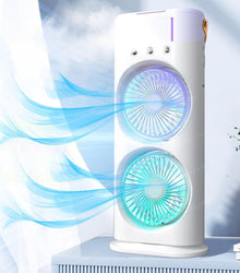 Double-Head Electric Fan with Remote | Powerful Desktop Air Cooler