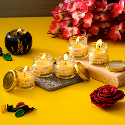 E-Craft Set of 5 Lemon Grass Scented Mini jar Candle