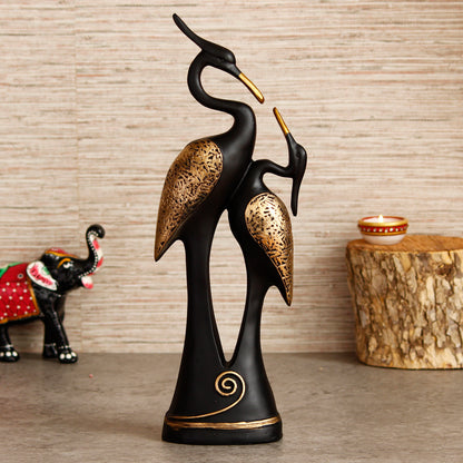 E-Craft Black Loving Swan Couple Handcrafted