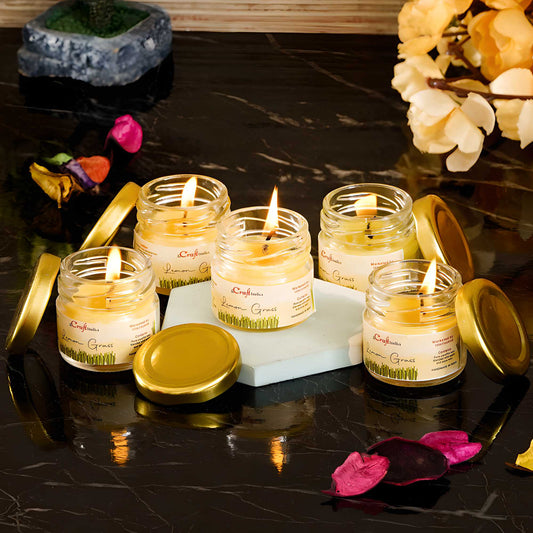 E-Craft Set of 5 Lemon Grass Scented Mini jar Candle