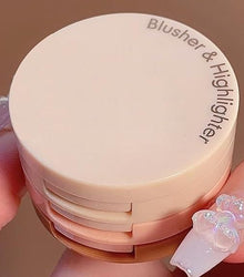 3 in1 Face Blusher + Highlighter with Mini Compact Travel Friendly Palette
