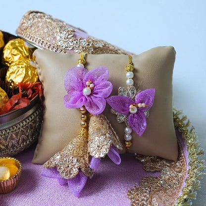 Handmade Exclusive Thali Hamper with Hand stiched Rakhi – Complete Festive Set with Lumba Pair & Ferrero Rocher chocolates