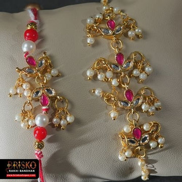 Royal Pearl Kundan Lumba Rakhi Pair – A Touch of Tradition & Grace