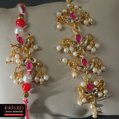 Royal Pearl Kundan Lumba Rakhi Pair – A Touch of Tradition & Grace