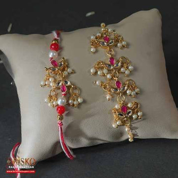 Royal Pearl Kundan Lumba Rakhi Pair – A Touch of Tradition & Grace