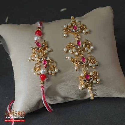 Royal Pearl Kundan Lumba Rakhi Pair – A Touch of Tradition & Grace