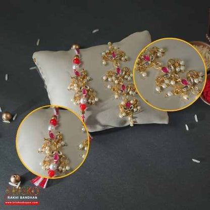 Royal Pearl Kundan Lumba Rakhi Pair – A Touch of Tradition & Grace