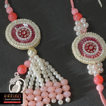 Round Pearl Beaded Lumba Rakhi Set – For Cherished Bonds