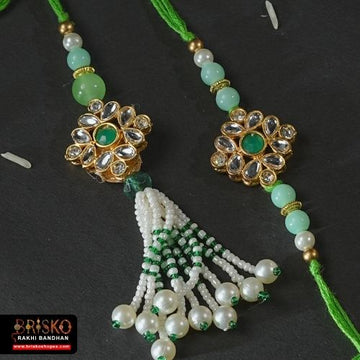Pearl Blossom Lumba Rakhi Pair – A Regal Touch for Bhaiya & Bhabhi
