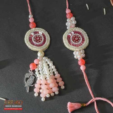Round Pearl Beaded Lumba Rakhi Set – For Cherished Bonds