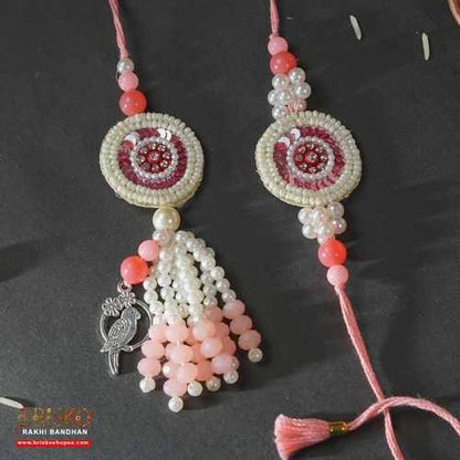 Round Pearl Beaded Lumba Rakhi Set – For Cherished Bonds