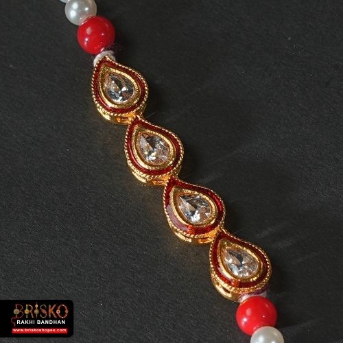 Elegant Teardrop Beaded Rakhi – Grace Woven in Every Thread