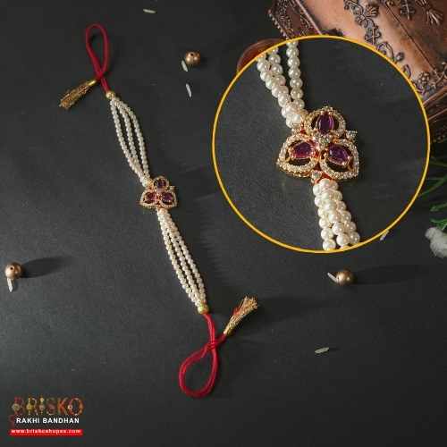 Regal Pearl Bloom Rakhi – Graceful Bond with Every Thread