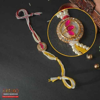 Pearl Thread Rakhi – Graceful Handmade Rakhi for Brother