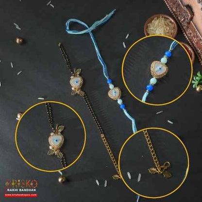 Blue Evil Eye Bhaiya Bhabhi Lumba Pair Rakhi – Stylish Protection Set