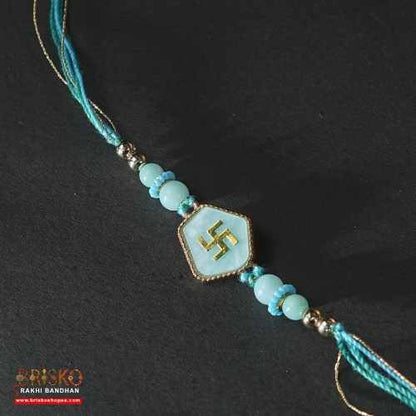 Swastik Symbol (卐) Rakhi with Blue Thread – Briskoshopee Rakhi for Brother