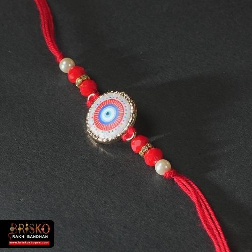 Red Thread Evil Eye Handmade Rakhi – Protection & Positivity for Brother