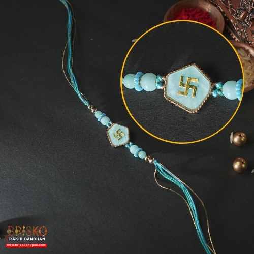 Swastik Symbol (卐) Rakhi with Blue Thread – Briskoshopee Rakhi for Brother
