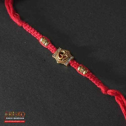 Om Rakhi with Red Cotton Thread – Traditional Handmade Rakhi for Brother