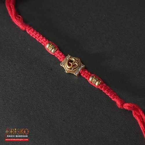 Om Rakhi with Red Cotton Thread – Traditional Handmade Rakhi for Brother