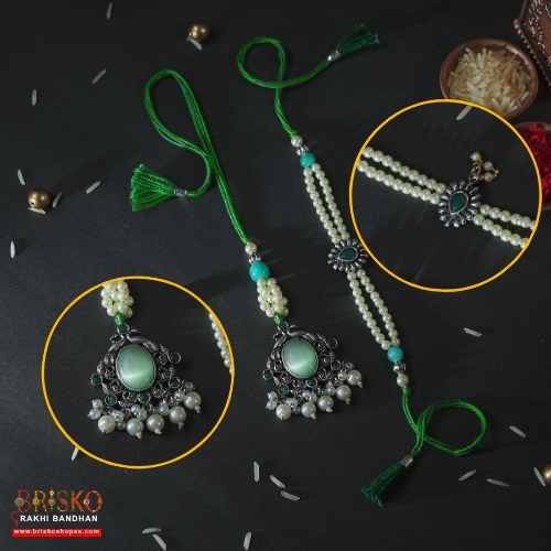 Pearl Lumba Pair Rakhi – Bhaiya-Bhabhi Rakhi set