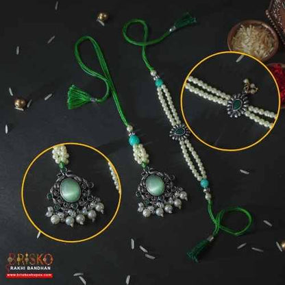 Pearl Lumba Pair Rakhi – Bhaiya-Bhabhi Rakhi set