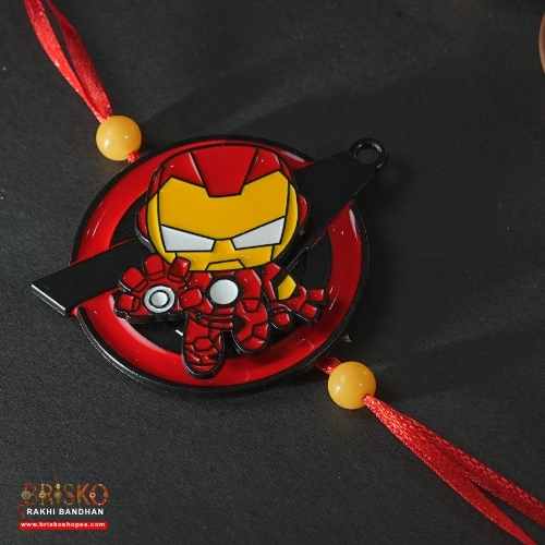 Iron Man Rakhi for Kids – Handmade Rakhi with Red Thread and Superhero Theme