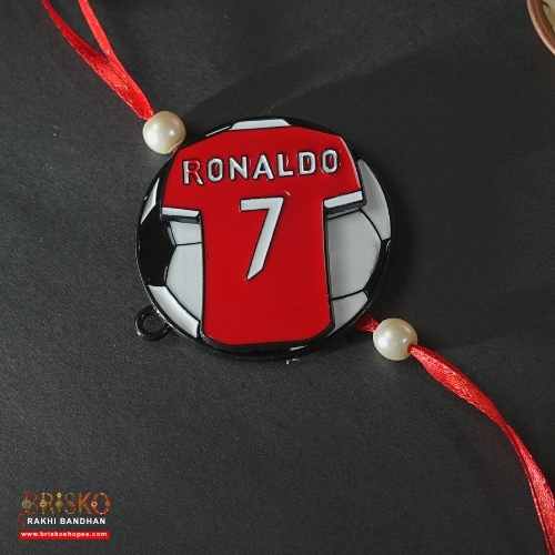 Ronaldo 7 Rakhi for Kids – Football Theme Rakhi with Red Thread and Handmade Finish