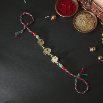 Elephant Rakhi for Kids – Colorful Thread Rakhi with Beaded Detailing and Completely Handmade