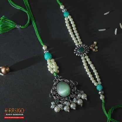 Pearl Lumba Pair Rakhi – Bhaiya-Bhabhi Rakhi set