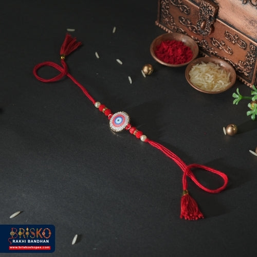 Red Thread Evil Eye Handmade Rakhi – Protection & Positivity for Brother