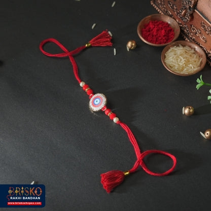 Red Thread Evil Eye Handmade Rakhi – Protection & Positivity for Brother