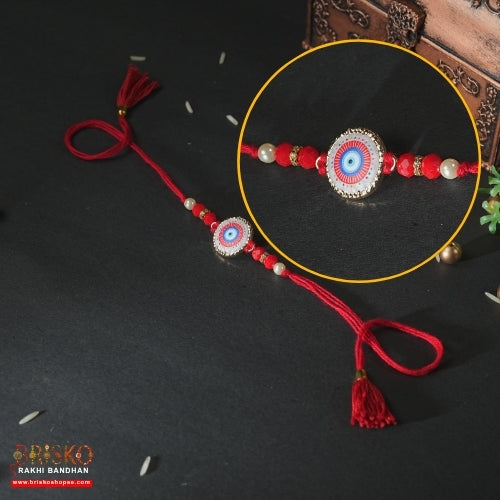 Red Thread Evil Eye Handmade Rakhi – Protection & Positivity for Brother