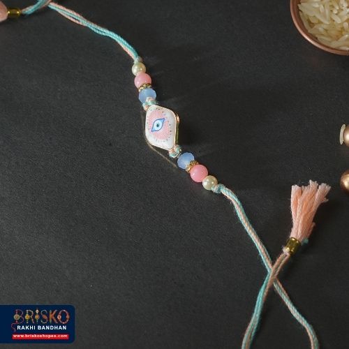 Pastel Evil Eye Handmade Rakhi – Protection & Elegance for Brother